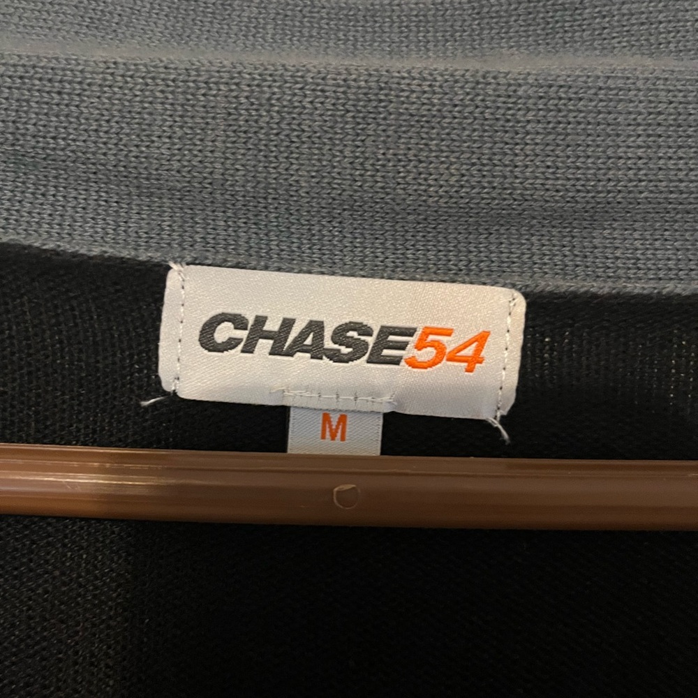 NWOT. Chase 54 brand cardigan sweater. Medium. Black with grayish blue accents. - Picture 2 of 3